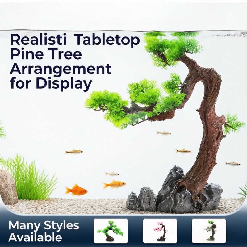 Planted Aquarium Aquascape - شجرة صنوبر من الراتنج مع عشب