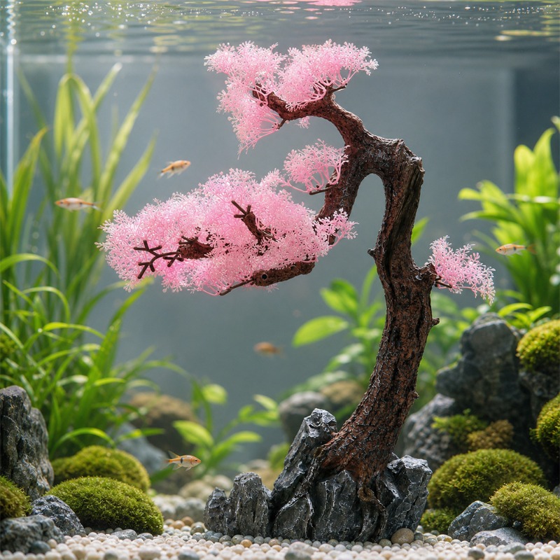 شجرة صنوبر من الراتنج مع عشب م - مراجعة Planted Aquarium Aquascape وسعره